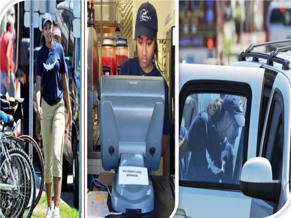 ஒபாமா மகள் ஓட்டல் சர்வராகி விட்டார்!