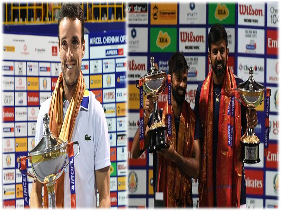 சென்னை ஓபன் டென்னிஸ்:  பாவ்டிஸ்டா சாம்பியன் இரட்டையர் பிரிவில் போபண்ணா–ஜீவன் ஜோடிக்கு பட்டம்