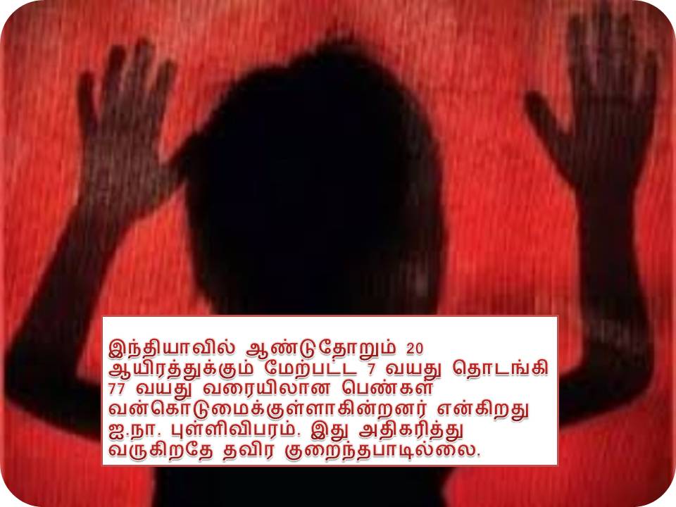 இந்தியாவில் ஆண்டு தோறும் பாலியல் குற்றங்கள் அதிகரித்து வருகிறது!