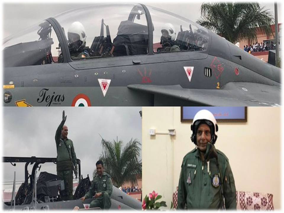 தேஜஸ் போர் விமானத்தில் பயணித்த முதல் பாதுகாப்புத் துறை அமைச்சர் ராஜ்நாத் சிங்!