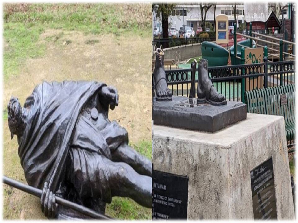 அமெரிக்காவில் காந்தி சிலை சேதம் – இந்தியா கடும் கண்டனம்!