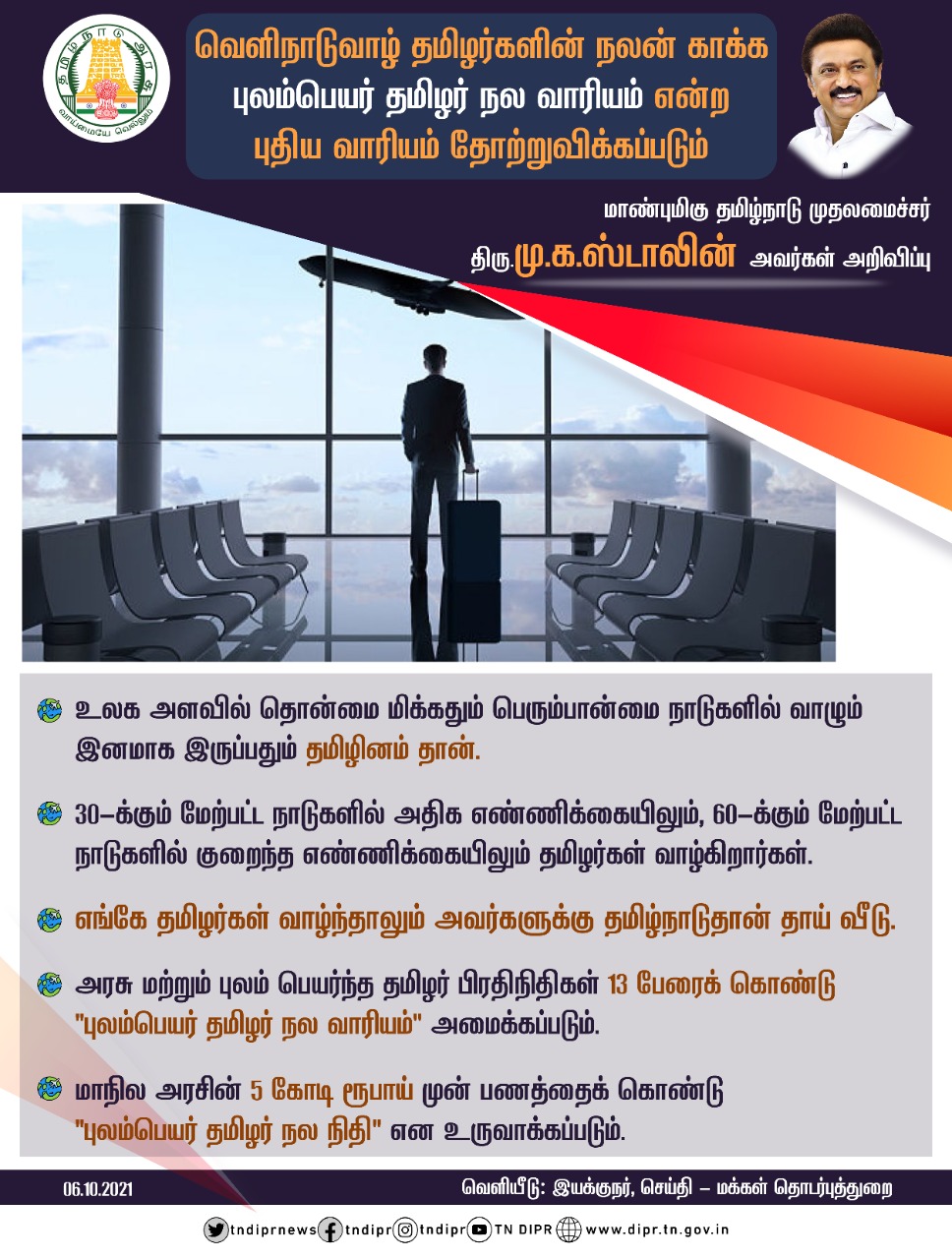 ‘புலம்பெயர் தமிழர் நல வாரியம்’ – முதல்வர் ஸ்டாலின் அறிவிப்பு!