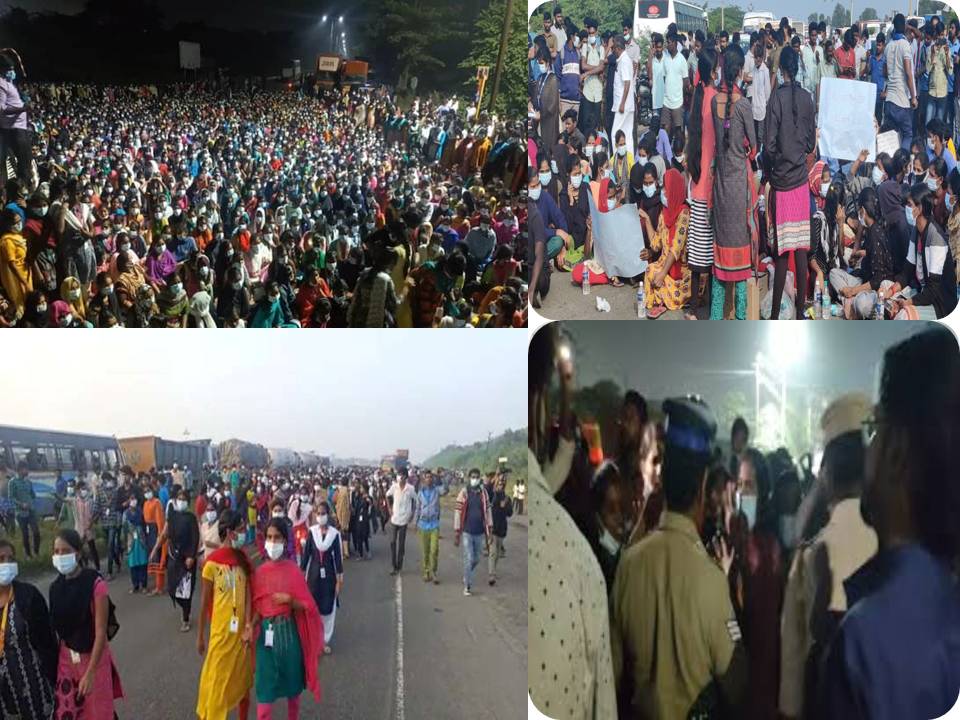 பெங்களூரு – சென்னை நெடுஞ்சாலையை விடிய விடிய முடக்கிய Foxconn பெண் ஊழியர்கள்!