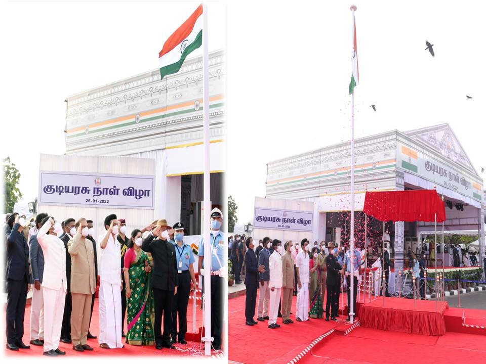 சென்னை மெரினாவில் தேசிய கொடி ஏற்றினார் கவர்னர் ஆர்.என். ரவி!- வீடியோ!