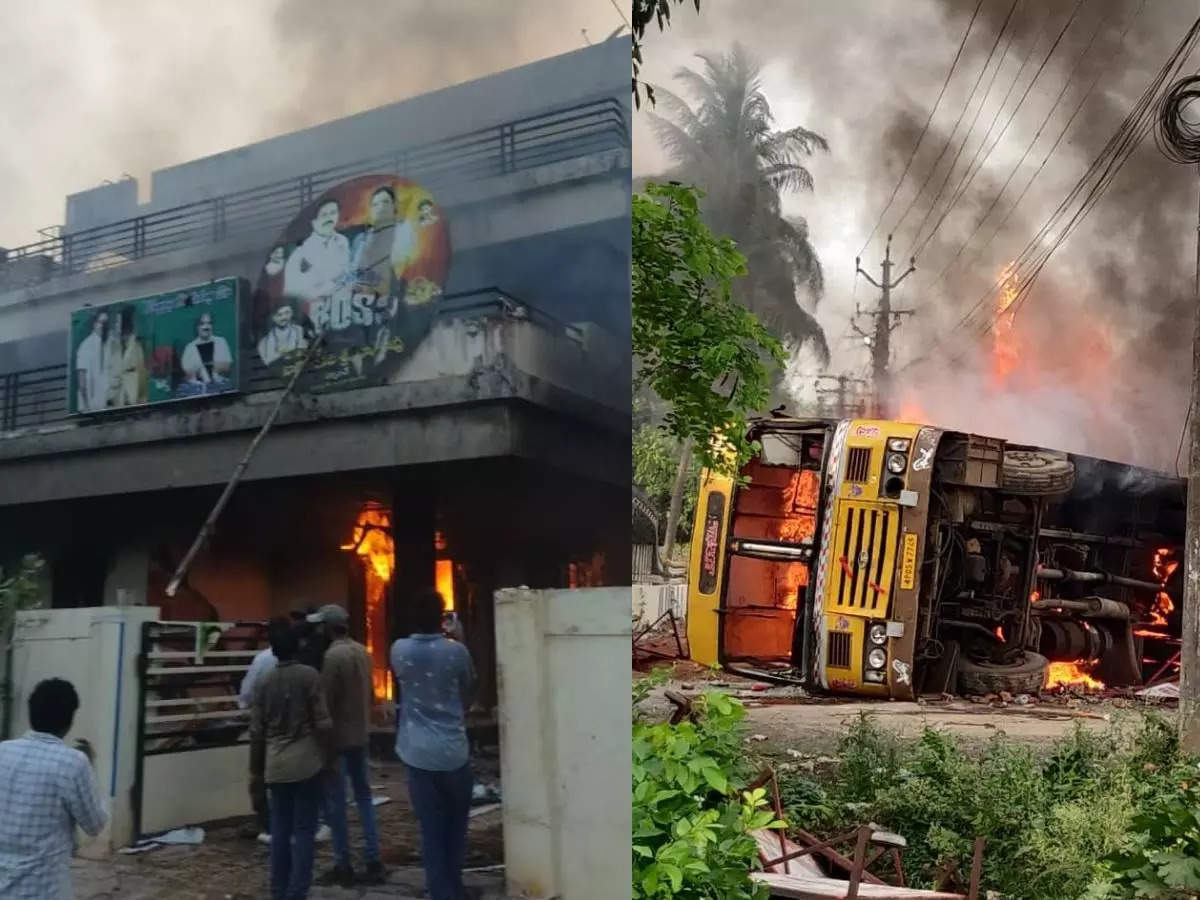 அம்பேத்கர் பெயரை சூட்டியதற்கு எதிர்ப்பு தெரிவித்து, அமைச்சர், எம்.எல்.ஏ வீடுகளுக்கு தீ!