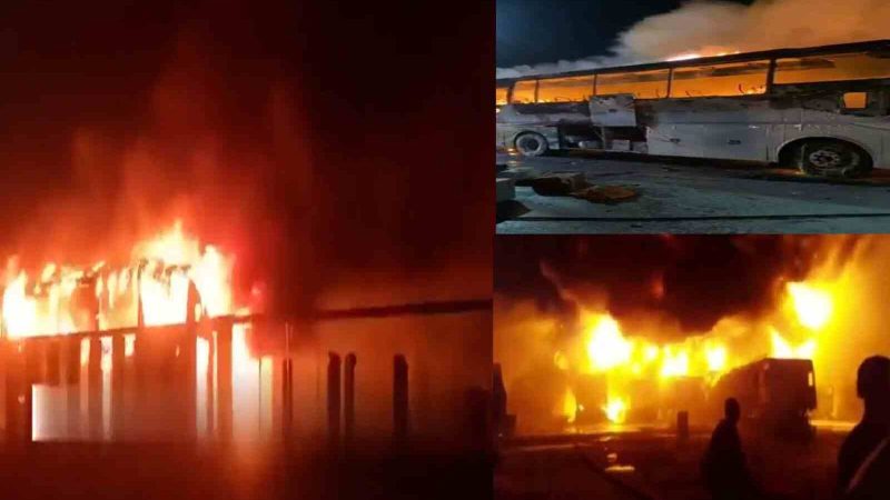 ஓடிய பஸ்ஸில் தீ: குழந்தைகள் உள்பட 18பேர் பலி – பாகிஸ்தானில் அதிர்ச்சி சம்பவ வீடியோ!