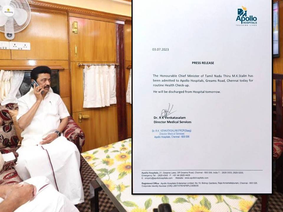 முதல்வர்  மு.க.ஸ்டாலின் அப்போலோ ஹாஸ்பிட்டலில் அட்மிட்!