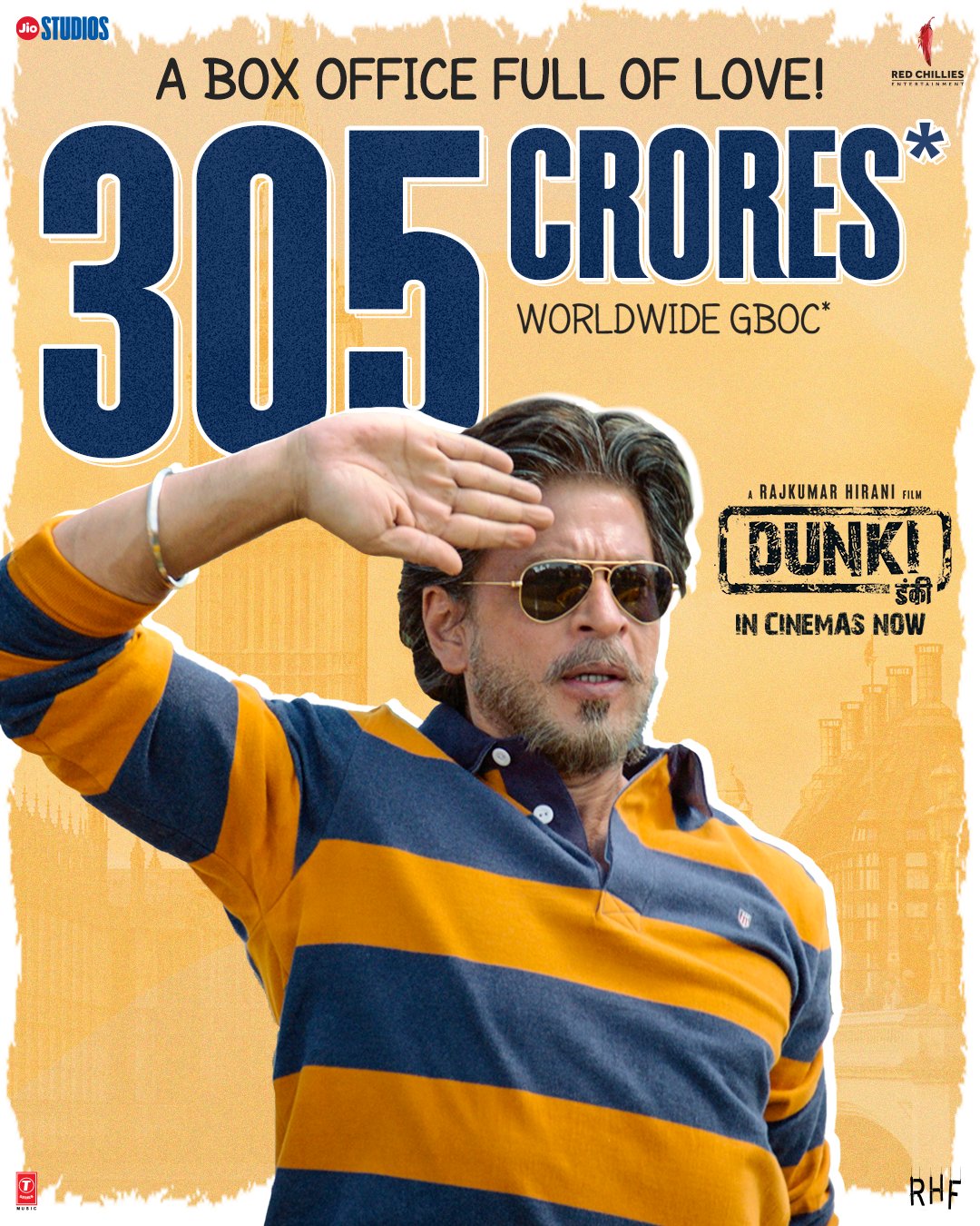 ஷாருக்கானின் டங்கி 7 நாட்களில் உலகளவில்  300 கோடியைத் தாண்டி சாதனை !!