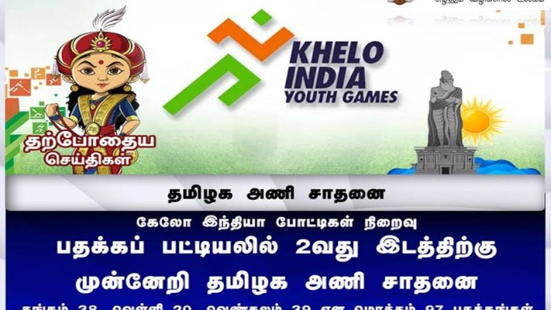 கேலோ இந்தியா விளையாட்டு போட்டிகள் நிறைவு! – தமிழகம் சாதனை!