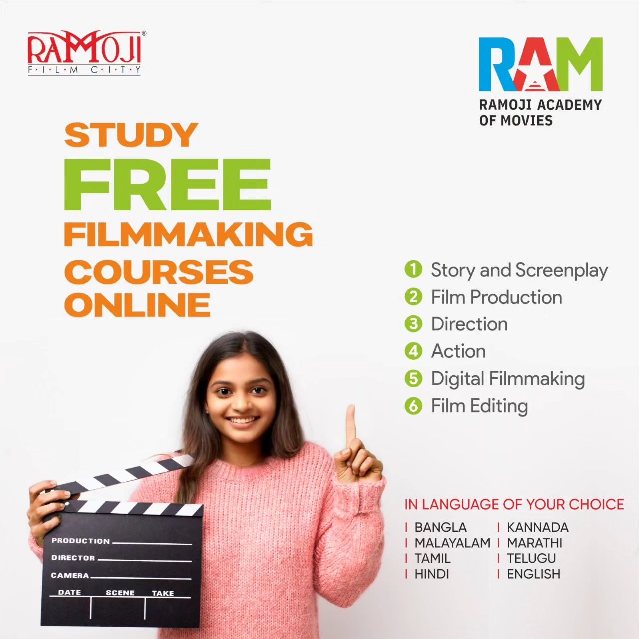 இலவச திரைப்படப் படிப்புகள்- ஆன்லைனில் வழங்குகிறது ராமோஜி ராவ் அகாடமி1