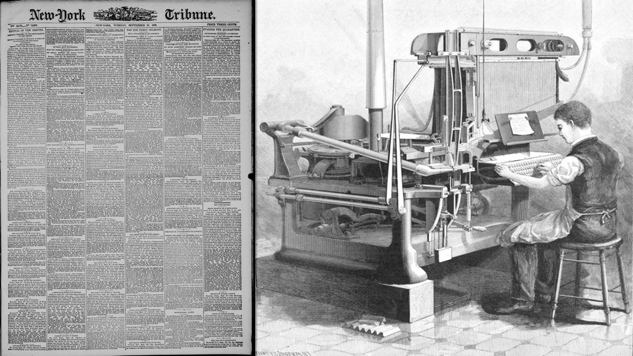 லினோடைப் அச்சு இயந்திரத்தில் வெளியான முதல் நியூயார்க் ட்ரிப்யூன் வெளியான நாள்!