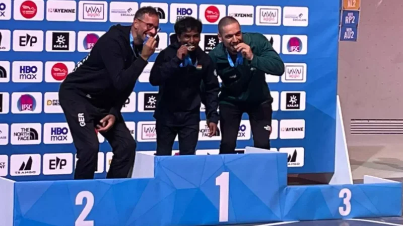 🏆 உலகக் கோப்பை பாரா கிளைம்பிங்கில் இந்திய வீரர் மணிகண்டன் குமாருக்குத் தங்கப் பதக்கம்!