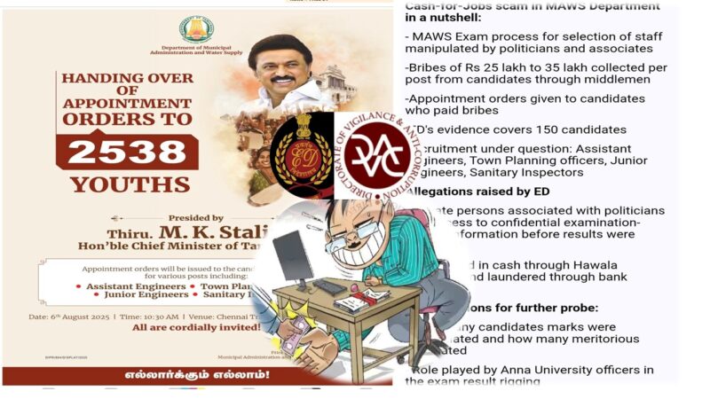 நகராட்சி நிர்வாகத் துறையில் பெரும் ஊழல்:அமலாக்கத்துறை பகீர் தகவல்!