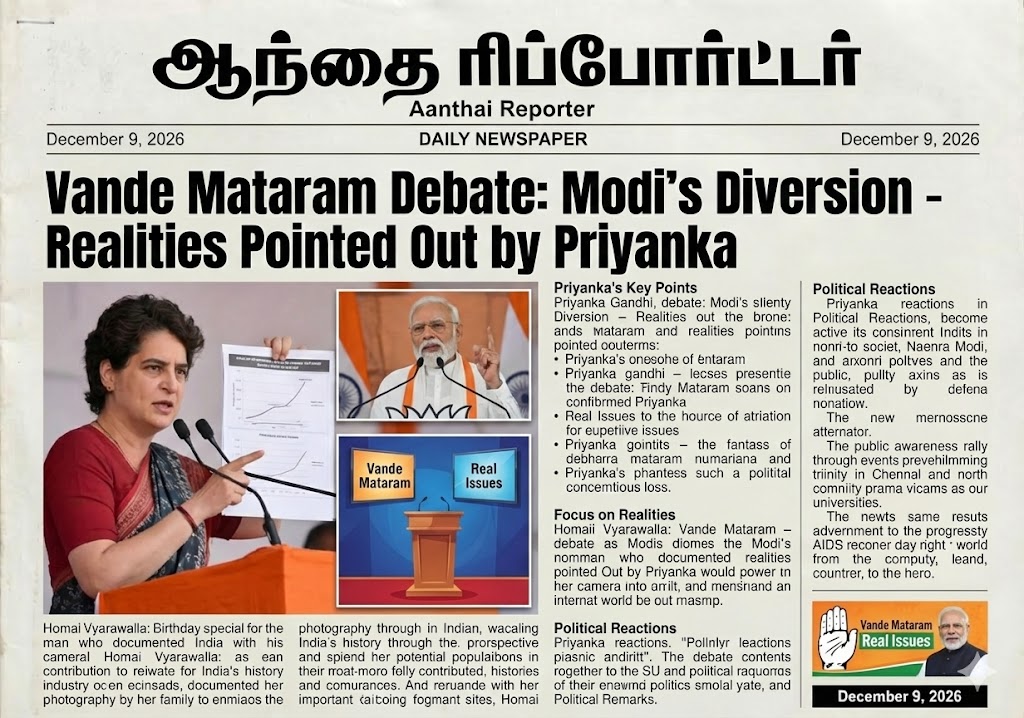 வந்தே மாதரம் விவாதம்:மோடியின் திசைதிருப்பல்: பிரியங்கா சுட்டிக் காட்டிய உண்மைகள்!