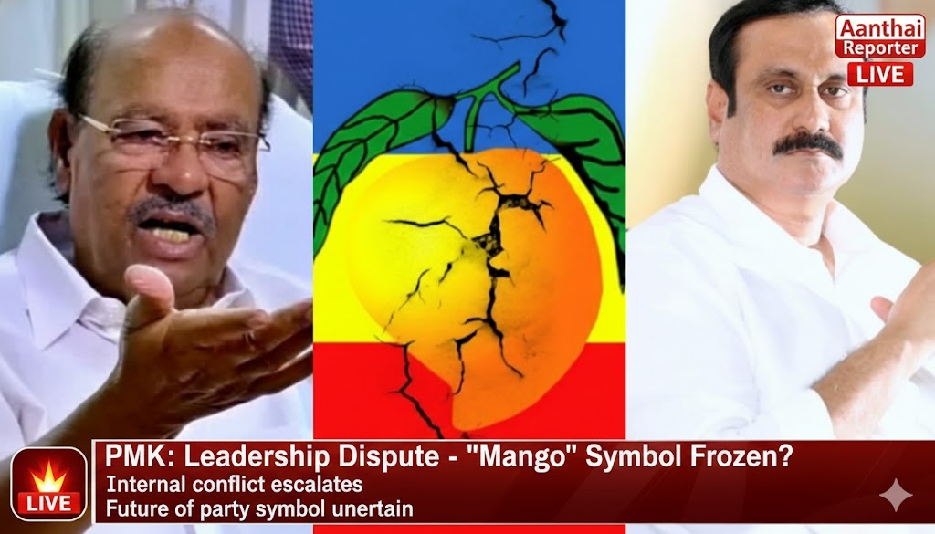 “பாமக:-எனக்கே பூசல்” – ‘மாம்பழம்’ சின்னம் முடக்கம்?