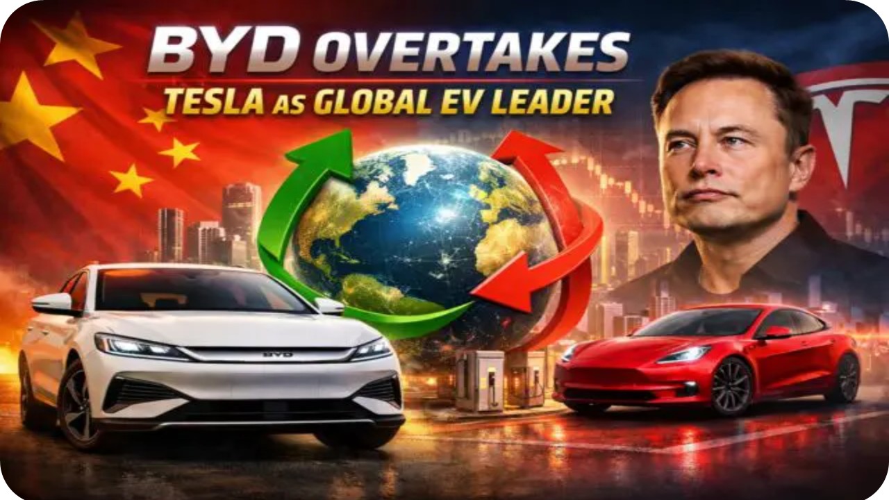 எலெக்ட்ரிக் வாகனப் போரில் சீனா சாதனை! டெஸ்லாவை வீழ்த்திய BYD!