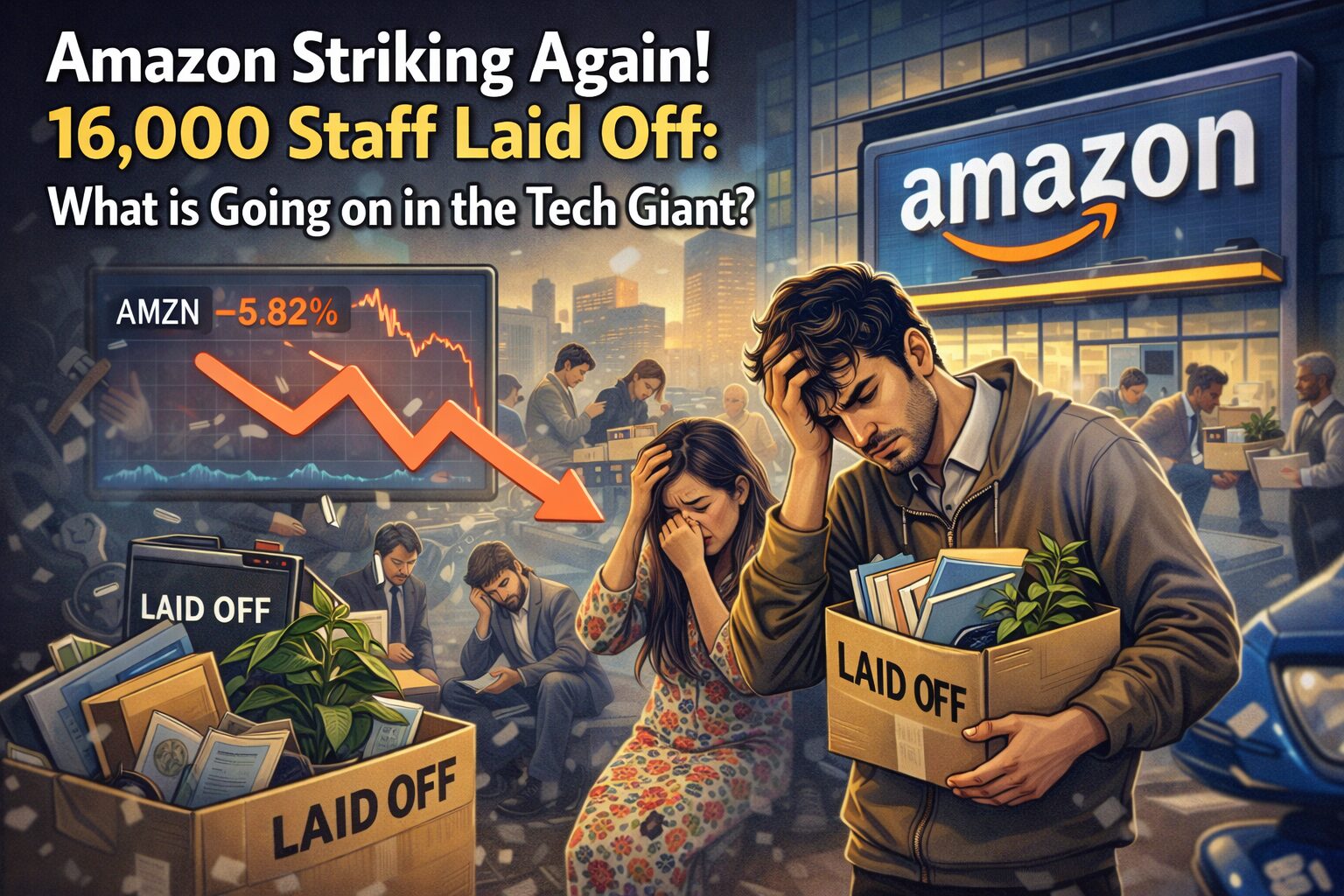 அமேசானில் மீண்டும் ‘லே-ஆஃப்’ இடி: 16,000 ஊழியர்கள் பணிநீக்கம்!
