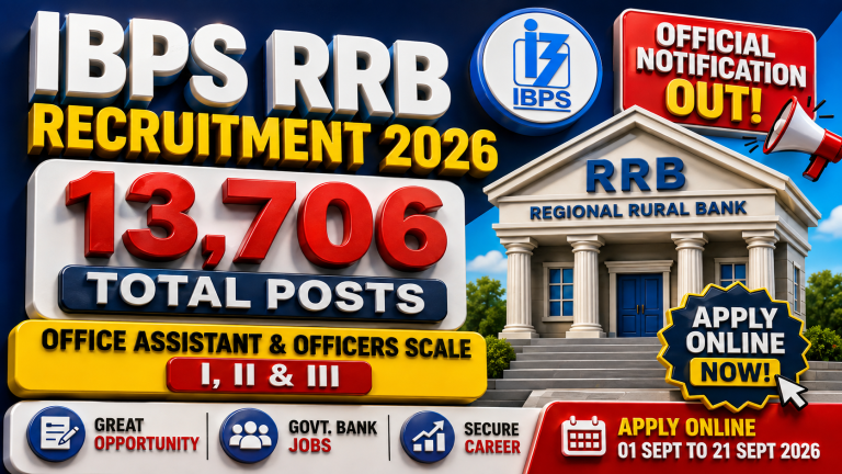 கிராமப்புற வங்கிகளில் 13,706 காலிப்பணியிடங்கள்:ஐபிபிஎஸ் (IBPS) அறிவிப்பு!