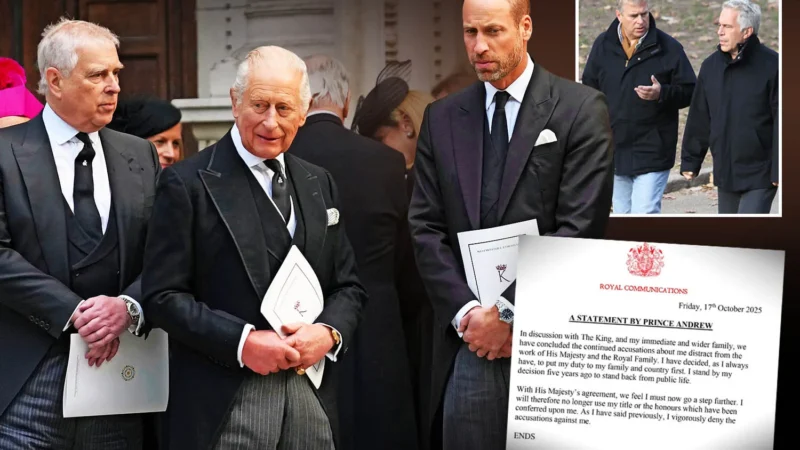 ஆன்ட்ரூ-வின் ‘இளவரசர்’ பட்டம் பறிப்பு ;இங்கிலாந்து மன்னர் சார்லஸ் அதிரடி