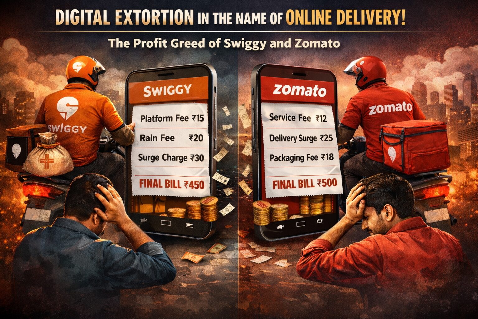 ஆன்லைன் டெலிவரி என்ற டிஜிட்டல் வழிப்பறி!-ஸ்விக்கி, ஜொமோட்டோவின் லாப வெறி!